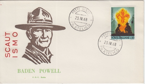 Italien - 50 L. Pfadfinder Schmuck-FDC EST Genua 23.4.68