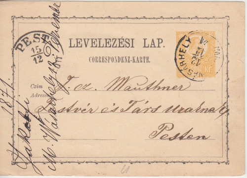 Ungarn/Rumänien - 2 Kr. Ganzsache Marosvásárhely - Pest 1871
