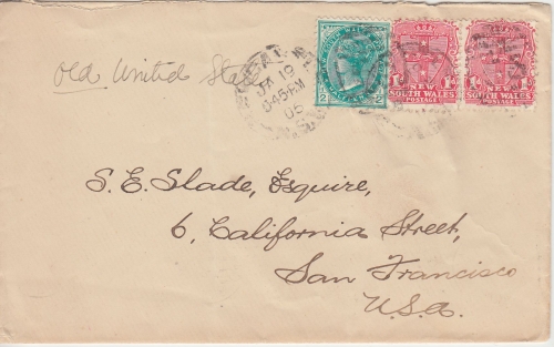New South Wales - 1/2 P. Victoria u.a. Brief n. USA Newcastle San Francisco 1905