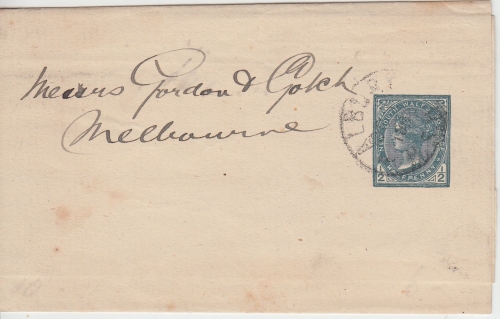New South Wales - 1/2 P. Victoria Ganzsache Streifband Albury - Melbourne 1896