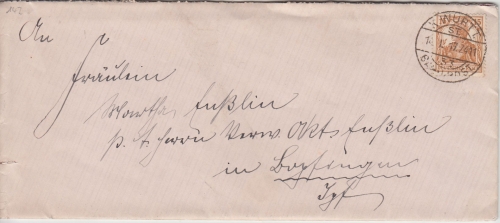 DR - K.Württ Bahnpost ST.33 Z411 Brief Siglingen - Bopfingen 1917
