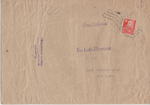 SBZ - 30 Pfg. Engels Drucksache b. 250g Leipzig - Reinhardtsdorf 1951