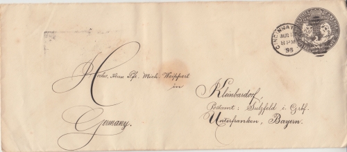 USA - 10 C. Columbus 1492-1892 Ganzsache Brief Cincinnati - Sulzfeld 1895
