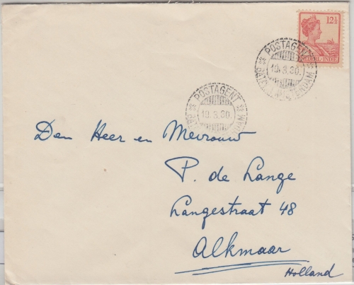 Niederl. Indien - Postagent Batavia Amsterdam Schiffspost Brief n. Alkmaar 1930