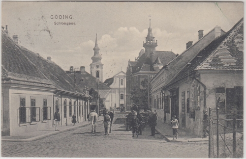 Tschechien/Mähren - Göding Schlossgasse sw-AK gelaufen 1910