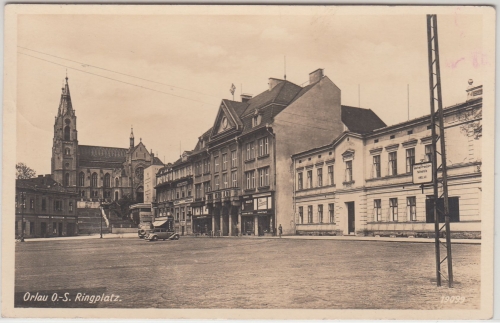 DR/Oberschlesien - Orlau Ringplatz sw-Fotokarte gelaufen 1942