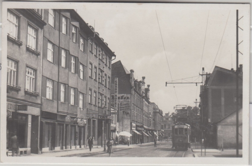 DR/Oberschlesien - Neu-Oderberg Hermann Göring Straße Straßenbahn sw-Fotokarte