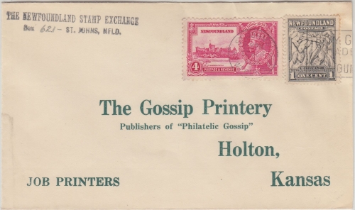 Newfoundland - 4 C. 25 J Reg.Jubiläum u.a. Brief n. USA St. John's - Holton 1935