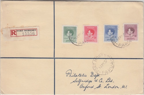 PNG - Coronation George Einschreibebrief/FDC Port Moresby - London 14.5.37
