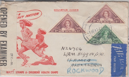 Neuseeland - Kinderhilfswerk Souvenir cover Luftpost Zensurbrief Wellington 1943