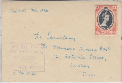 Kenia - African Rifles Forces Airmail Nairobi - London 1953