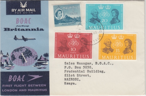 Mauritius - BOAC Firstflight London Mauritius, Etappe Nairobi 1962