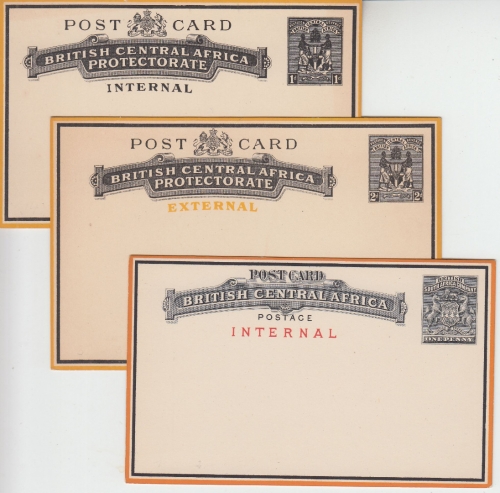 British Central Africa - 2x1+2 P. drei Ganzsachen internal/external ungebraucht