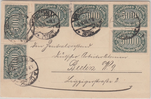 DR-Infla - 6x5000 M. Queroval Karte Straussberg - Berlin 5.9.23 - Text !!!