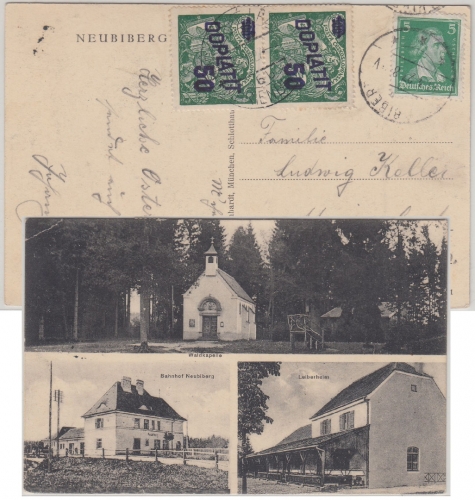 Bayern - Neubiberg Bahnhof u.a. sw-Mehrbild-AK gelaufen 1927 CZ-Nachporto !!7