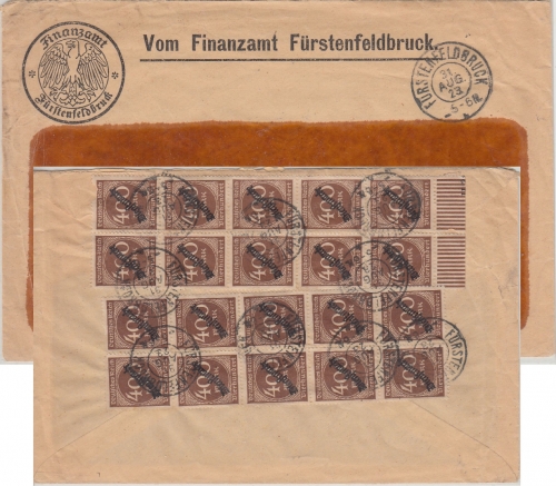 DR-Infla - 20x400 M. Ziffer/Dienst Ortsbrief Fürstenfeldbruck 31.8.23