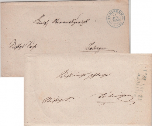 Württemberg - Tübingen 11.JUN 50/Balingen 12. JUN 1850 Wendebrief