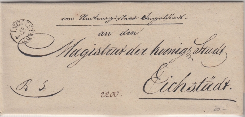 Bayern - Ingolstadt 24/4 Fingerhut-K1 Dienstbrief Eichstädt 1839