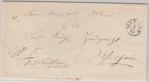 Bayern - Murnau 1/11 Fingerhut-K1 Dienstbrief n. Weilheim ca. 1835