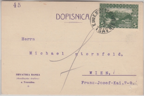 Bosnien & Herzegowina - 5 H. Landschaften Karte Travik - Wien 1910