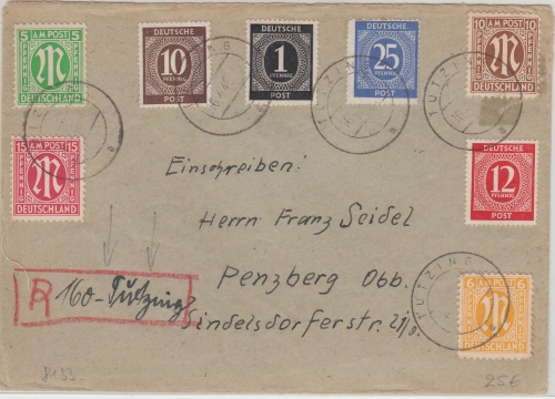 All.Bes./AM-Post - Tutzing 16.4.46 Einschreibebrief n. Penzberg Not-R-Maßnahme