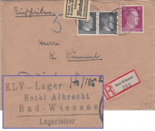 DR - Bad Wiessee KLV-Lager (Lagerleitung) Hotel Albrecht Einschreibebrief