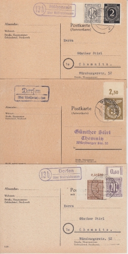 DR/All.Bes. - Höhenrain, Dorfen ü. Wolfratshausen 3 versch. Landpoststellen