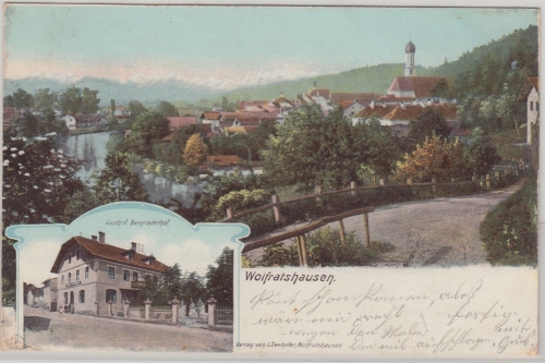 Bayern - Wolfratshausen Gasthof Bernriederhof farb. Mehrbild-AK gelaufen 1903