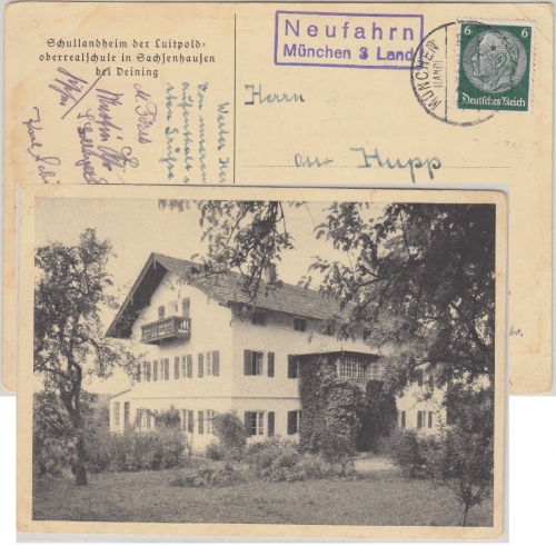 Bayern - Neufahrn München 3 Land Landpoststelle Ra2 AK Schullandheim Deining