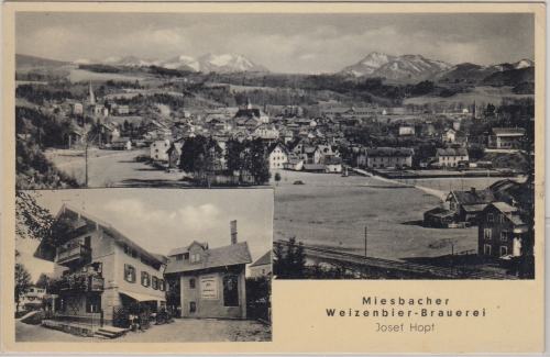 Bayern - Miesbach Weißbierbrauerei Hopf sw-Mehrbild-AK gelaufen ca. 1940
