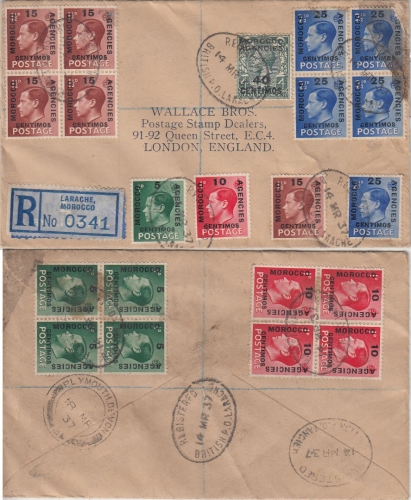 Brit. Post Marokko - Larache 1937 Einschreibebrief n. London