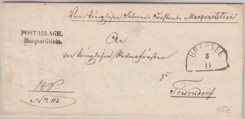 Bayern - Postablage Marquartstein L2 Dienstbrief HKS Übersee - Teisendorf 1863