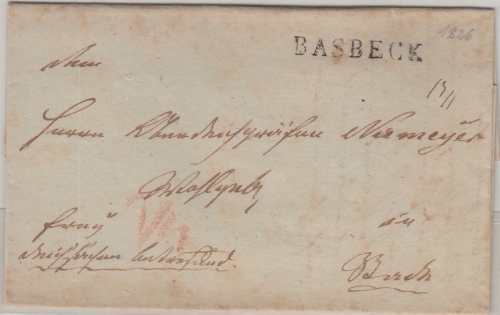 Hannover - Basbeck L1 Francobrief n. Stade (?) ca. 1820