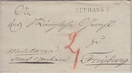 Hannover - Neuhaus L1 Militariabrief n. Freyburg (Preussen ?) ca. 1825
