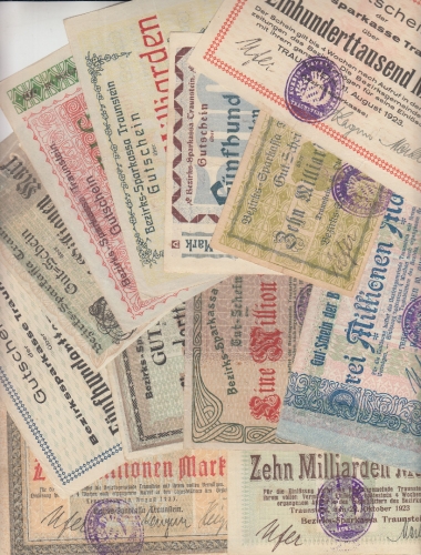 Bayern - Traunstein Inflation 12 versch. Notgeldscheine