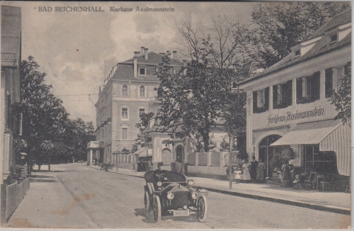 Bayern - Bad Reichenhall Kurhaus Axelmannstein Auto sw-AK gelaufen 1922