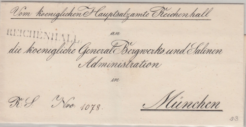 Bayern - Reichenhall L1 Dienstbrief Hauptsalzamt n. München 1844