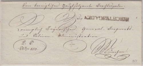 Bayern - Berchtesgaden L1 kopfst. Dienstbrief Hauptsalzamt n. München ca. 1840