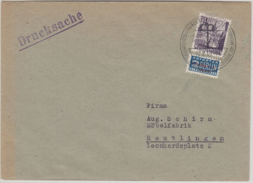 FZ/Württemberg - 4 Pfg. 3.Ausg. + WoBau Drucksache Reutlingen 22.8.49