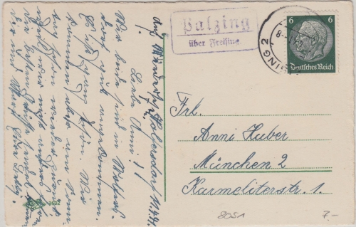 DR - Palzing ü. Freising Landpost-Ra2 Karte n. München