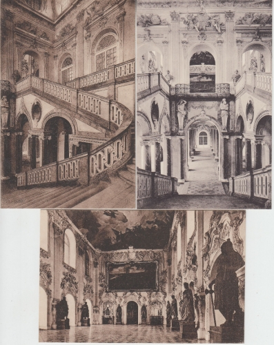 Bayern - Schleissheim Schloss- u. Gemäldegalerie 3 sw-AK Innenansichten ca. 1920