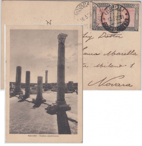Ital. Libyen - 2x10 C. Freimarke Karte Tripolis - Novara 1928