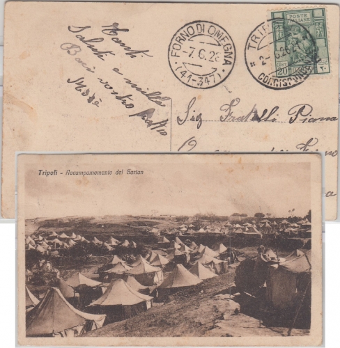 Ital. Libyen - 20 C. Freimarke Karte Tripolis - Forno di Omegna 1928