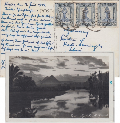 Ital. Libyen - 3x25 C. Freimarke Karte Tripolis - Ludwigshafen 1939