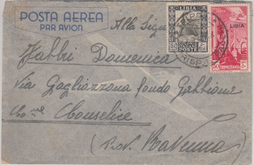 Ital. Libyen - 50+50 C. Freimarken Luftpostbrief Tripolis - Ravenna 1942