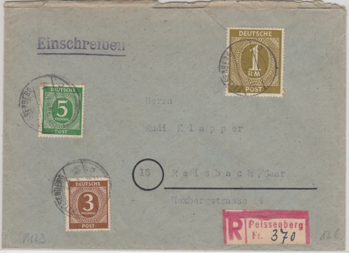 All.Bes./Kontrollrat - 1 M. Ziffer u.a. Einschreibebrief Peissenberg 1946