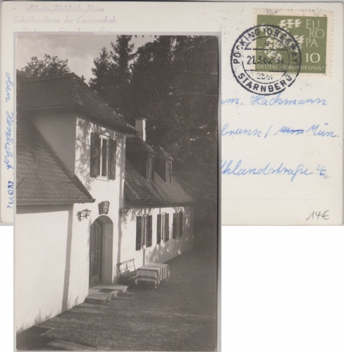 Bayern - Pöcking Marie-Heldrich-Heim Schullandheim sw-Fotokarte gelaufen 1962