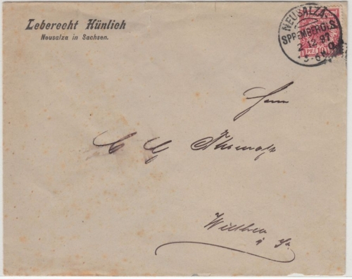 DR - Neusalza-Spremberg i.S. 1897, KOS a. Brief n. Wilthen, ohne Inhalt