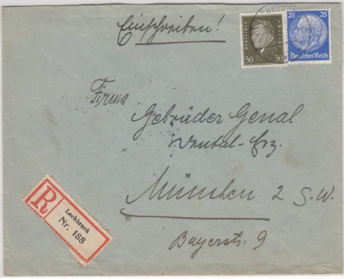 DR - Lechbruck 1932, Einschreibebrief n. München, ohne Inhalt