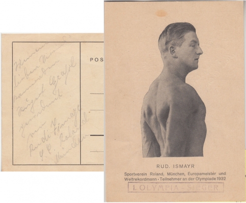 Bayern - Landshut Rudolf Ismayr Portraitkarte m. OU ca. 1935 Olympiasieger
